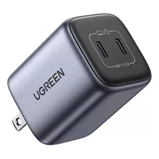 Mini Cargador Ugreen 45w Pd Gan Carga Rápida 2 Puertos Usb C Color Gris