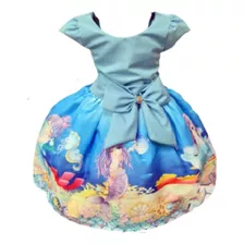 Vestido Sereia Fundo Do Mar Infantil Menina Festa Temático