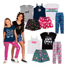 Kit 2 Conjuntos Juvenil Roupa Verão 10 Ao 16 Cotton Menina