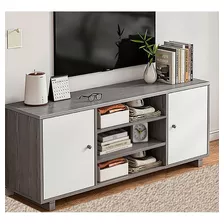 Rack Tv Madera Textura Gris/blanco 140x30x54 Cm Circuit