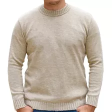 Blusa Tricô Masculina Lã Suéter Gola Careca Cardigan Inverno