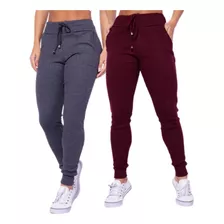 Kit 2 Calças Feminina Ribana Cintura Alta Canelada Legging