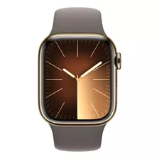 Apple Watch Series 9 Gps + Celular Caja De Acero Inoxidable Color Oro De 41 Mm Correa Deportiva Color Arcilla - M/l - Distribuidor Autorizado