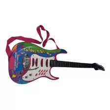 Guitarra Infantil Rosa Pedestal E Microfone+pilhas