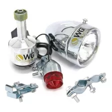 Kit Farol Dínamo Lanterna P/ Bike Antiga Retrô Wg Sports