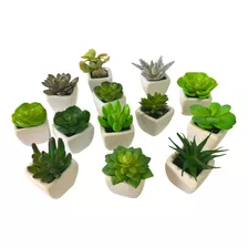 Kit 6 Mini Plantas Suculentas Artificiais - Vasinho Cerâmica