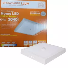 Luminária Led Quadrada Sob 24w 6500k Com Sensor De Presença