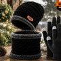 Kit Inverno Touca Gorro Forrado Gola Cachecol Térmica + Luva Touch Celular Unissex Frio Intenso Moto Viagem Caminhada Proteção Contra Vento Peluciado Quente Brasil Chic Preto Un