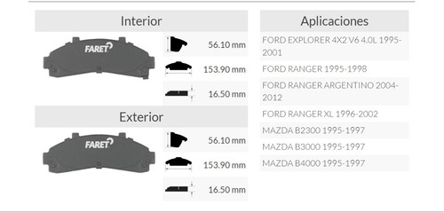 Balata Delantera De Disco Ford Explorer 4x2 V6 4.0l 95-01 Foto 5