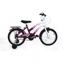 Bicicleta De Passeio Infantil Wrp Cindy Baby Aro 16 Freios V-brakes E Cantilever Cor Violeta/branco Com Rodas De Treinamento