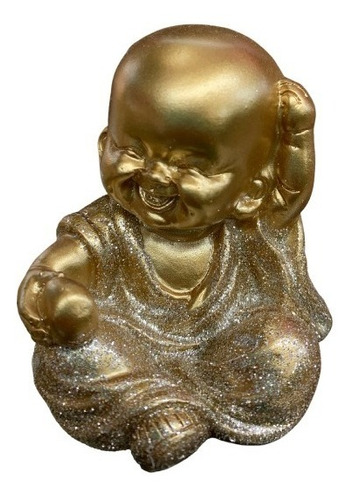 Escultura Enfeite Bebê Buda 7cm Dourado