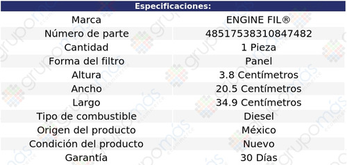 Filtro De Aire Engine Fil Partner L4 1.6l Diesel 2003 A 2008 Foto 2