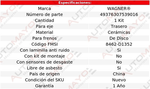 Juego Balatas Ceramicas Tra Pontiac G8 V 6 3.6l 08-09 Wagner Foto 3