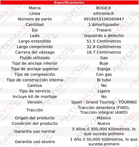 1 - Amortiguador Gas Izq/der Tras Boge Cx-7 L4 2.3l 07-12 Foto 2