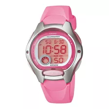 Reloj Pulsera Casio Youth Lw-200 De Cuerpo Color Rosa, Digital, Para Mujer, Fondo Gris, Con Correa De Resina Color Rosa, Dial Rosa, Subesferas Color Beige Y Rosa Y Plateado, Minutero/segundero Rosa, B