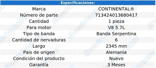 Banda Serpentina 2345 Mm Custom Cruiser V8 5.7l 92 Foto 8