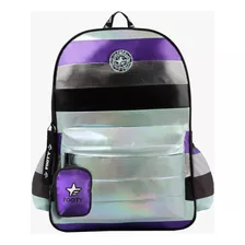 Mochila Footy Rayada Grande Original Con Accesorio 