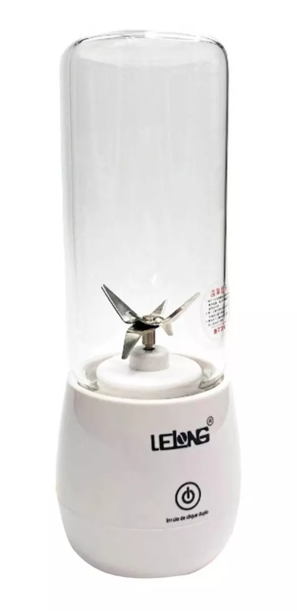 Liquidificador Portátil Lelong Le-782 450 Ml Con Usb Branco E Jarra De Vidro