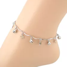 Pulsera De Plata Con Estrellas Bell Curve Para Mujer Tobille