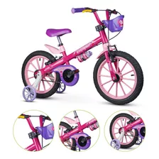 Bicicleta Aro 16 Pink Cestinha Menina Com Rodinha Infantil