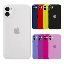 Carcasa De Silicona Para iPhone 11 + Cubre Cámara (colores)