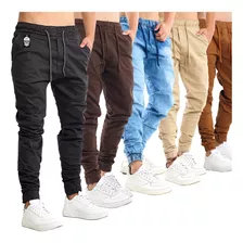 Kit 4 Calça Jeans Masculina Atacado Jogger Elastano Punho