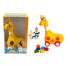 Brinquedo Educativo Girafa Didática Puxa Estica Pescoço 7pç