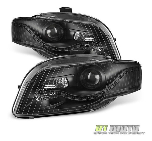 Par Faros Negro Led Drl Audi A4 Cabriolet 2008 2.0l Foto 3