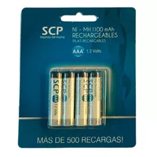 Pila Aaa Scp Recargables Ni-mh-1100 Cilíndrica - Pack De 4 Unidades