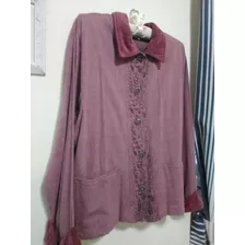 Camisa/saco Algodón Diseño Rosa Viejo Con Bolsillos Talle M