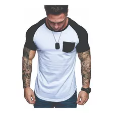 Camiseta Malha Slim Cm037 Camisa Gola Redonda Raglan