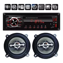 Kit Som Carro Radio Mp3 Bt 2 Usb E Par Alto Falantes 5 Poleg