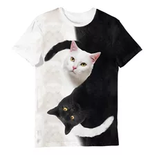  Camiseta Gato Preto E Branco Gatos Enroscados Feminina Masc