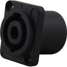 Plug Conector Speakon Femea Painel Quadrado 4v Preto Storm