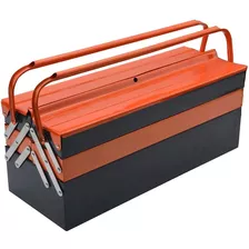 Caja De Herramientas Fuelle Metálica Chapa 2 Bandejas Fuelle 53cm Harden Naranja Y Negro Reforzada