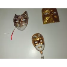 03 Máscaras Cerâmica Estilo Veneziano P/ Decoração (ml1939)