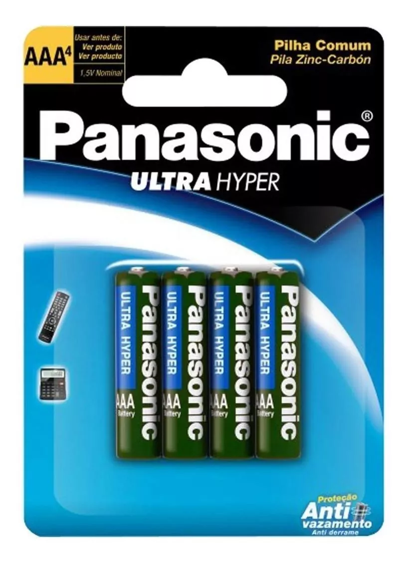 Pilha Aaa Panasonic Super Hyper R03ual/4b400 Cilíndrica - Kit De 4 Unidades