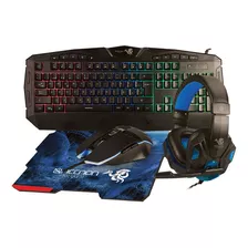 Kit 4 En 1 Gaming Teclado, Mouse, Audifonos Gamer Necnon Color Del Teclado Azul