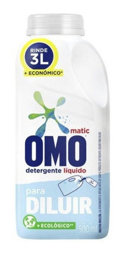 Omo Detergente Líquido Para Diluir 500ml Rinde 3lt