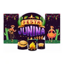 Super Kit Painéis De Festa E Capas Tecido Festa Junina Noite