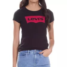 Camiseta Levis Logo Batwing Feminina Classic Preta 10209