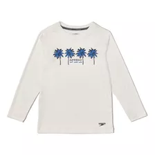 Playera Blanca De Manga Larga Con Gráfico Para Niño - Speedo