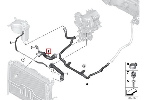 Manguera Inferior De Radiador Bmw  120i,  118i  2004-2011 Foto 3