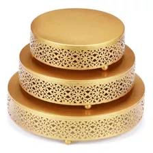 Juego De Bases Para Tortas, Color Dorado Set X3 Bases