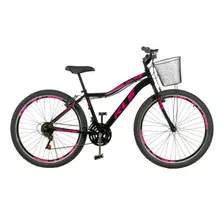 Bicicleta Mtb Aro 26 Alumínio Sport 21v C/ Cesta Feminina