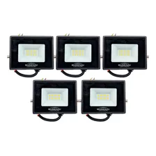 Kit 5 Refletor Led 10w Luz Amarela A Prova D'água 3000k Ip66