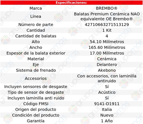 Balatas Ceramicas Del Nissan Np300 Frontier 16 Al 19 Brembo Foto 3