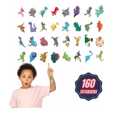 160 Tatuagens Temporárias Infantil Fácil De Usar Dinossauro Cor Branco