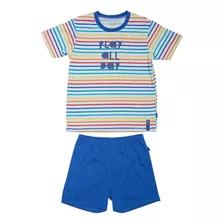 Pijama Algodón Verano Niño Azul Petróleo