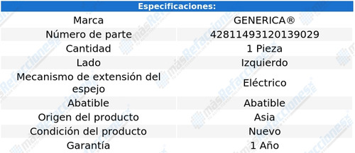 Espejo Volkswagen Crossfox 2007 2008 2009 2010 Electico Izq Foto 2